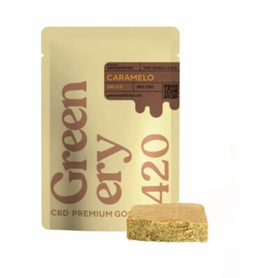 CBD Hash Caramel Dry Ice - 58 % de concentration de CBD dans ce plat de hasch, disponible à l’achat en ligne chez Greenery